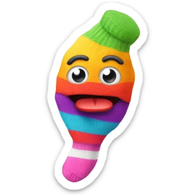 Cute colorful sock puppet sticker