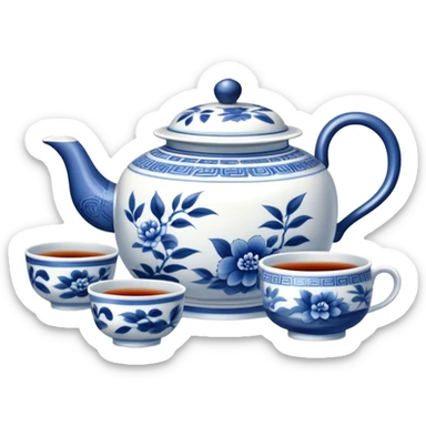blue chinese tea ceremony sticker