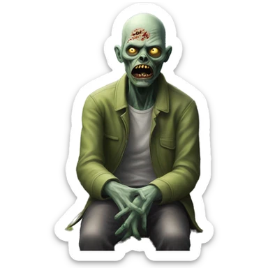 Hyperrealistic Zombie sitting on a park bench  sticker