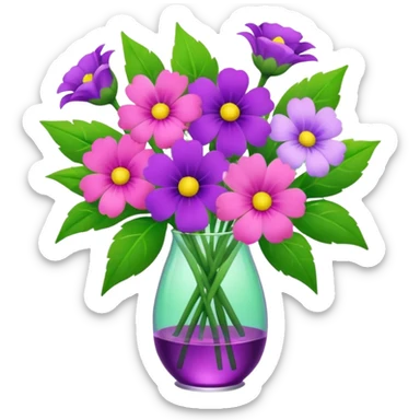 Bouquet of pink, purple, and green flowers sticker