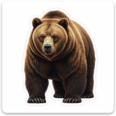 Brown bear realistic sticker white background sticker