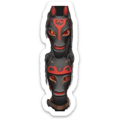 Black mask of a horse with red vertical turned eyes in a tribal style sticker
