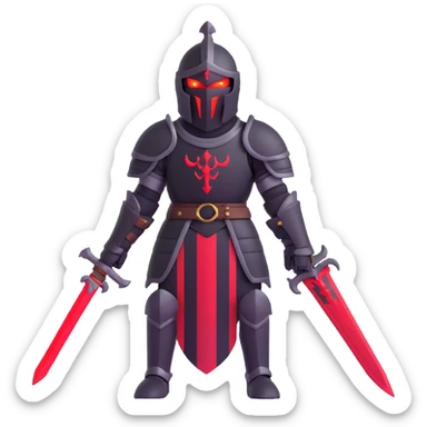 knight in black armour with glowing red eyes, dramatic and bold sticker
