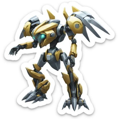 a futuristic mechanical spiky Medabot-raptor-dragon-mecha full body sticker