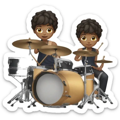 teenager with matte skin and short hair playing drums sticker
