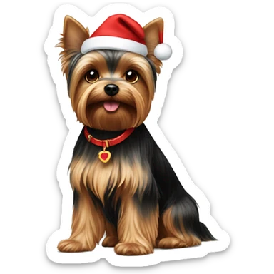 Dog yorkie in christmas sticker