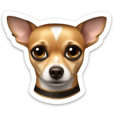 a chihuahua with majors black fur and brown fur eye brows with no white fur and short fur wearing a sombrero sticker