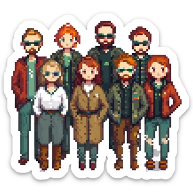 A group of 8 designers and one manager sticker