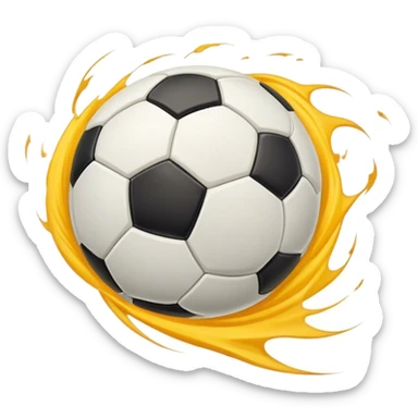 Cinematic Realistic image of a soccer ball soaring through the air, capturing dynamic motion and finely detailed textures with a dramatic, high-energy lighting that evokes the thrill of the game sticker