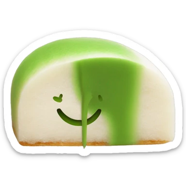 half cut mochi with matcha filling sticker