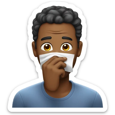 man covering nose smell bad sticker