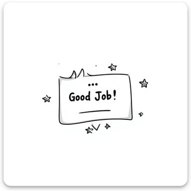 Hand drawn certificate with "Good Job!" text and stars sticker