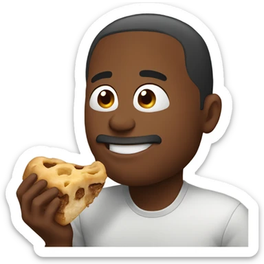 man eating lump of brown  sticker