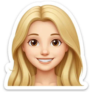 một cô gái xinh đẹp tóc dài đang cười sticker