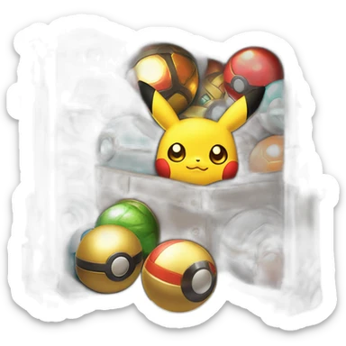 Pokemon Game LootCase BlackMystery ShinyGlow Color Rich Treasure Legendary Epic Pokeballs and Pokemons Inside sticker
