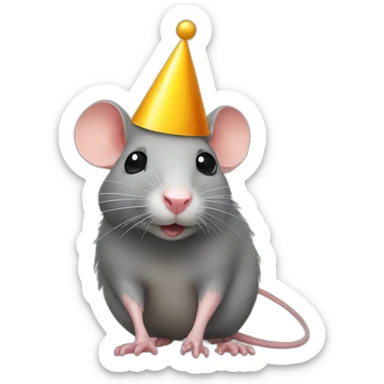 rat wearing a party hat sticker