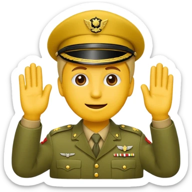 Eine salutierenden Emoji (Hautfarbe: gelb ) in Armee Klamotten männlich salutierend salutierend  sticker