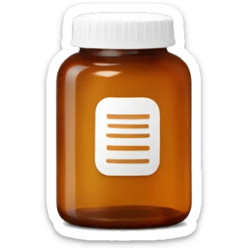 Singular Amber colored pill bottle with a plain white label sticker