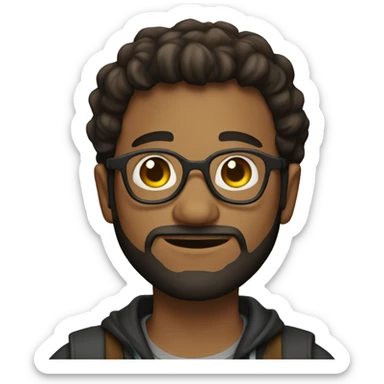 alchemist young brown guy with beard and glasses  sticker