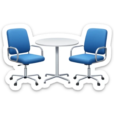 table and three office blue chairs sticker