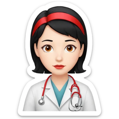 doctor with black hair and red hairclips  sticker
