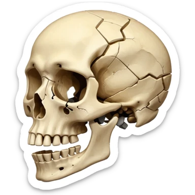 Exploded skeleton head sticker