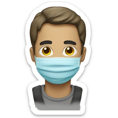 a man with a mask that covers from mouth to nose sticker