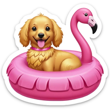 Dog Swimming in a Pool on a Flamingo sticker