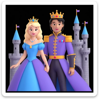 prince and princess disny dress close up photo in castle sticker