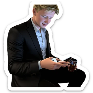 relaxed boy in bar setting sticker