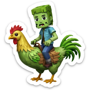 Minecraft zombie on Minecraft chicken sticker