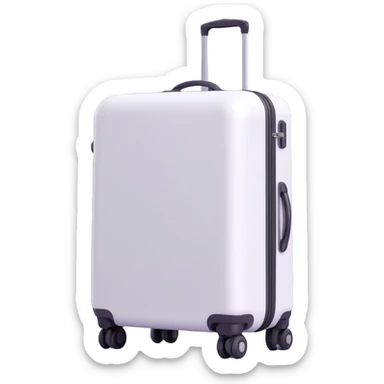 white suitcase on wheels, 3D Emoji style, soft shadows and highlights, pure white color, transparent background, no decoration sticker