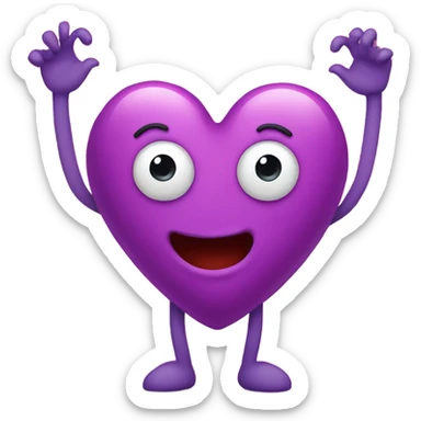 A heart with legs arms and a face sticker