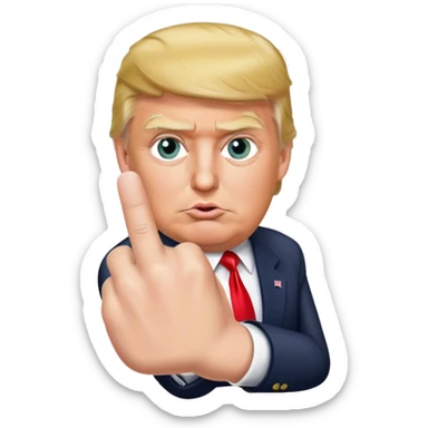 Donald Trump shows one finger photorealistic hyperrealistic sticker