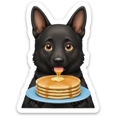 black German shepherd with natural ears and pancakes sticker