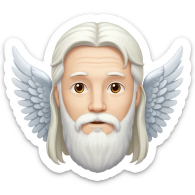 long whire hair, white bearded man angel sticker