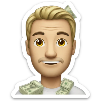 man with a lot of cash sticker