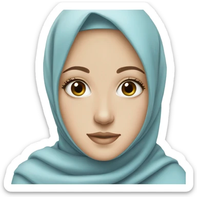 a white girl wearing soft blue hijab sticker
