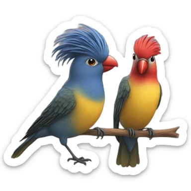 love bird wearing a toupee sticker