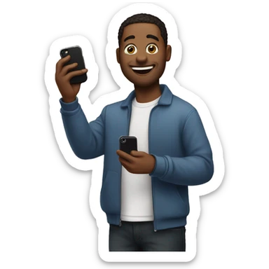 Me holding my iphone excited sticker