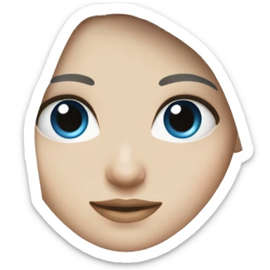 White girl with long black hair and blue eyes sticker