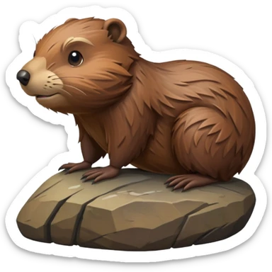 beaver on rock sticker