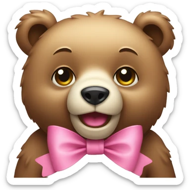 bear with pink bow sticker