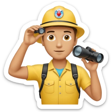 Male lifeguard – yellow shirt, binoculars in hand, scanning the sea sticker