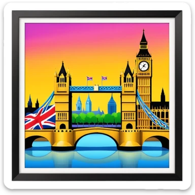 london bridge and big ben in apple emoji style sticker