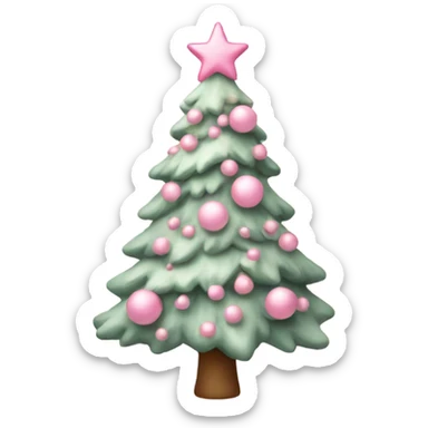 pastel pink christmas tree sticker