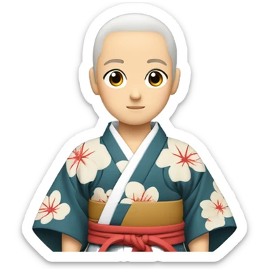 the son of a samurai,dressed in traditional kimono and kamaku sticker