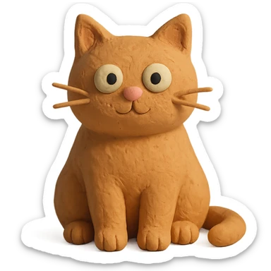 cute cat sitting in claymation style sticker