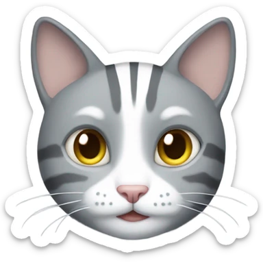 Grey/Gray cat with white stripes  sticker