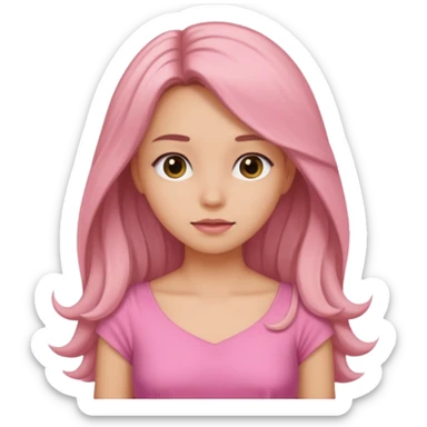 Girl with loose hair in a pink dress sticker
